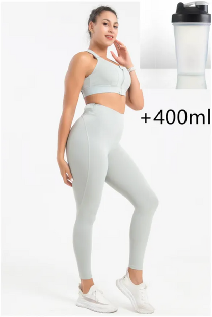 Seamless Wireless Push-Up Sports Bra with a Bottle
